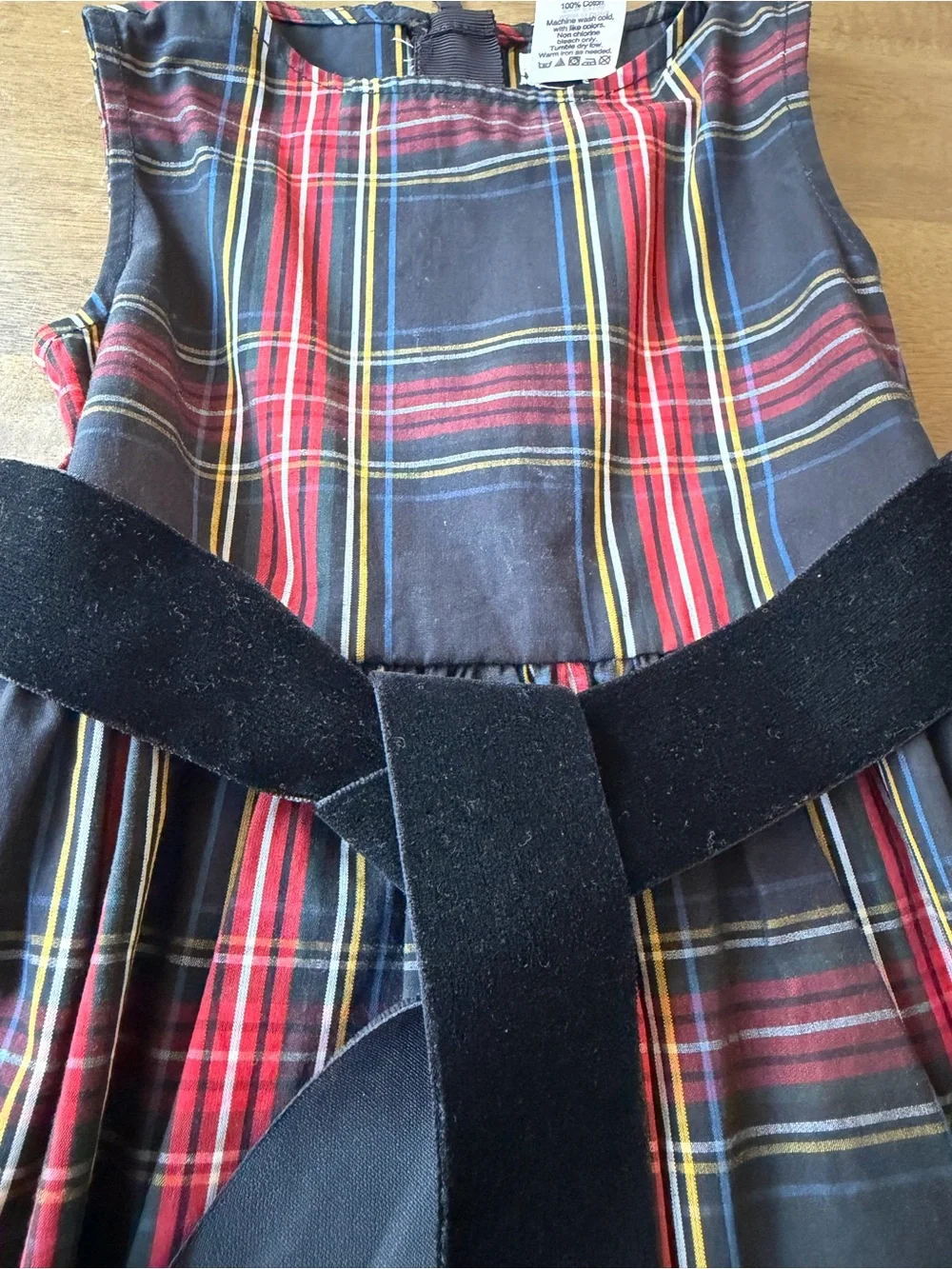 Crewcuts Black and Red Plaid Velvet Sash Dress